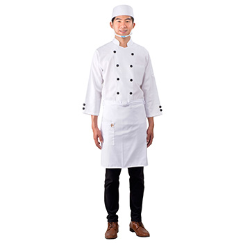 長袖雙排廚師服 S~3L (白扣)